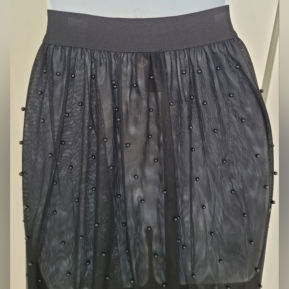 NWT Rare Deadstock Victoria's Secret Beaded Sheer Tulle Sexy Leather Midi Skirt - Picture 15 of 16